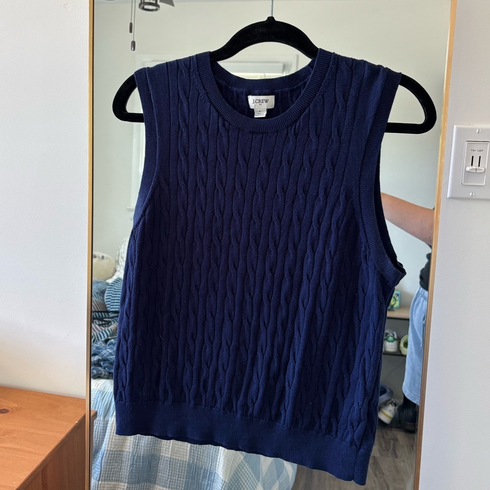 J. Crew Dark Blue Cable Knit Top